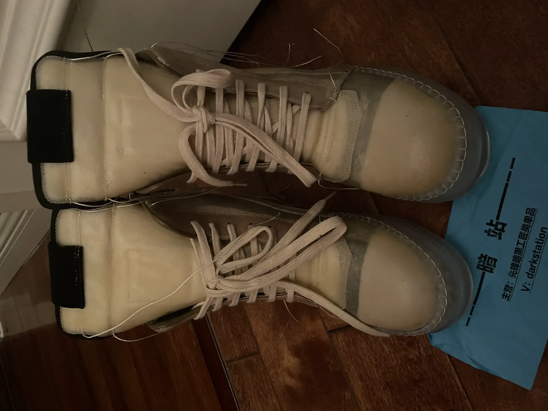 Ghost Transparent Leather Custom Rick Owens Ro Classic High-End Avant-Garde Dark Shoes Boots