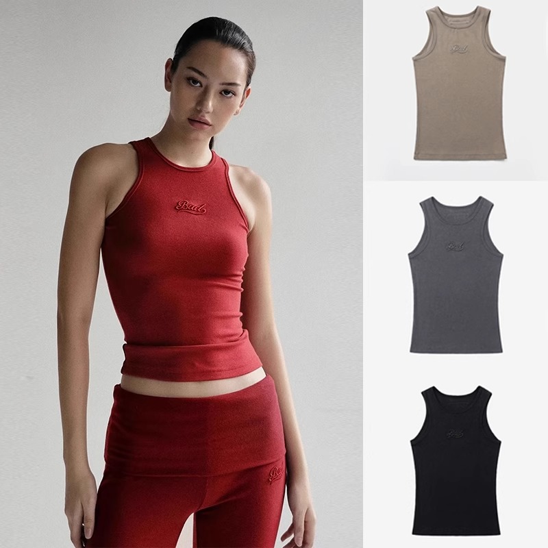 South Korea badblood BCAC Series American Style I-shaped Vest Hot Girl Sling Female Niche Embroidered Slim Look Top