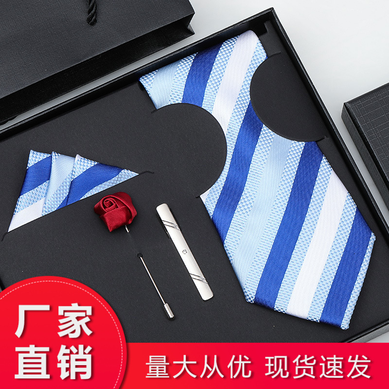 Tie Bow Tie Six-Piece Tie Men's Formal Business Korean Style Blue Black Red 8cm Wedding Groom Tie