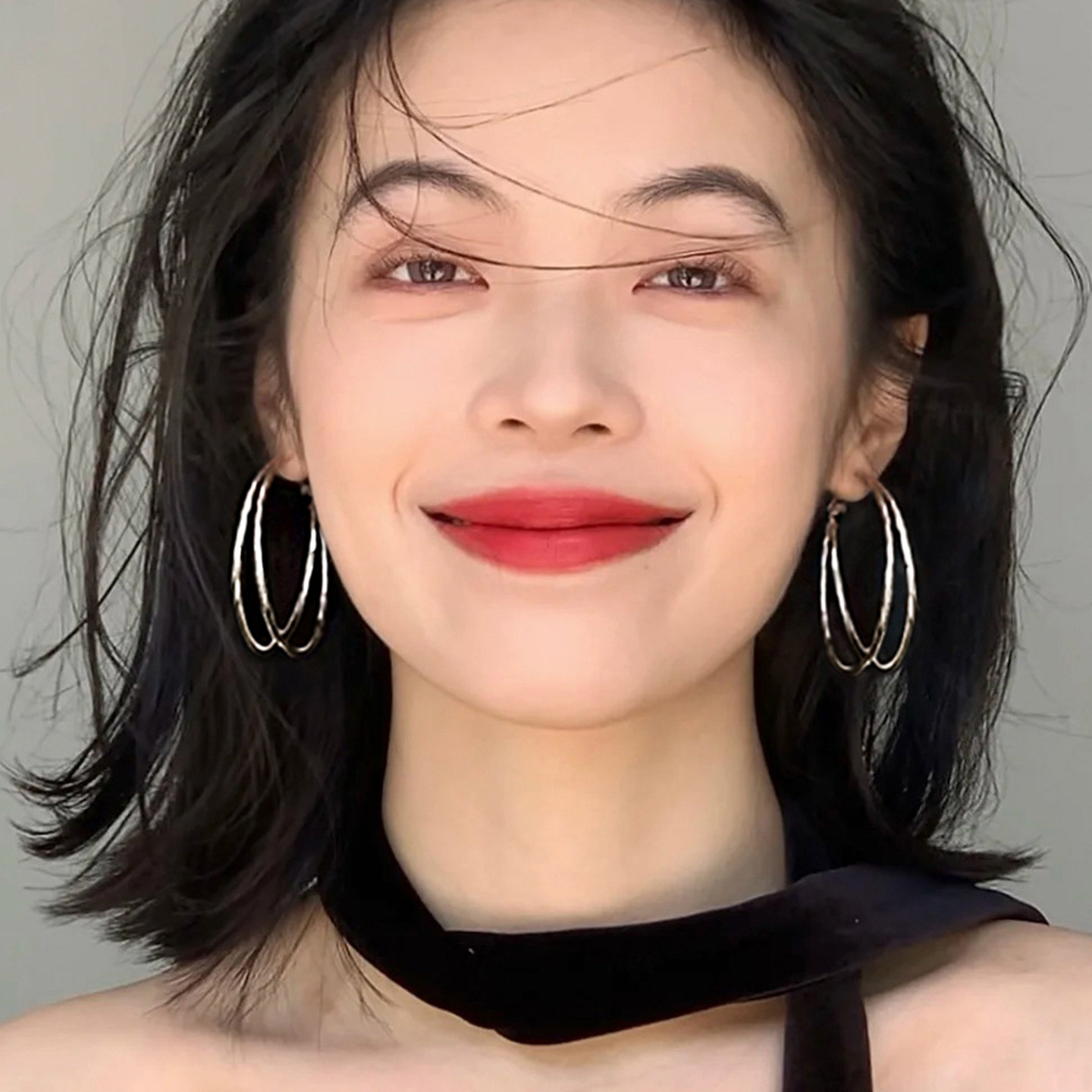 Double-Layer Plain Hoop Earrings for Women, Light Luxury, Niche, High-End Style, Make the Face Look Smaller, Exaggerated Earrings, Gift for Girlfriend or Best Friend, Tiktok Dropshipping