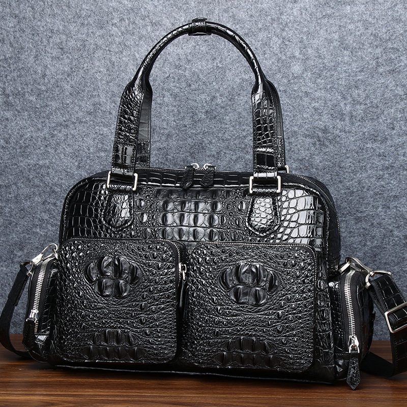 New Crocodile-Style Men's Crossbody Travel Bag, High-End Handbag, Large Capacity Business Trip Luggage Bag, Single Shoulder Crossbody Bag