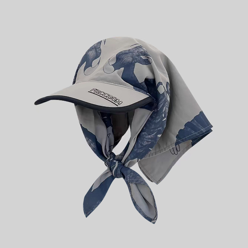 American Street Hip-Hop Headscarf Hat Sunshade Peaked Cap for Men and Women with Straps Summer Fashion Trend Sun Protection Cap
