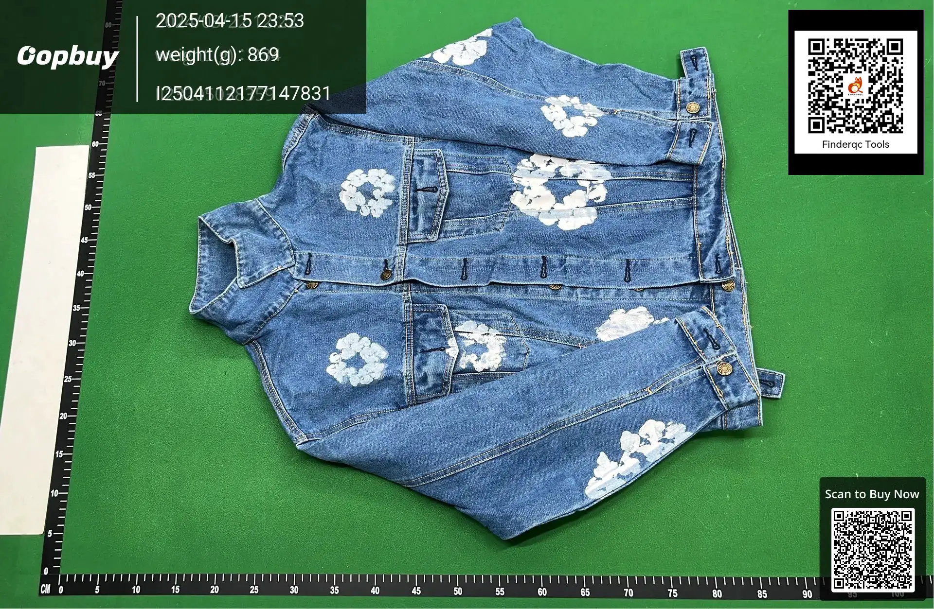 Denim Tear Hip Hop Kapok Printed Cardigan Loose Jacket Men's Trendy Fashion Casual Versatile Denim