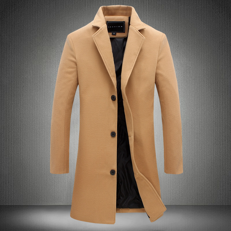 Woolen coat cross-border foreign trade men's new Korean slim fit long trench coat woolen coat factory wholesale