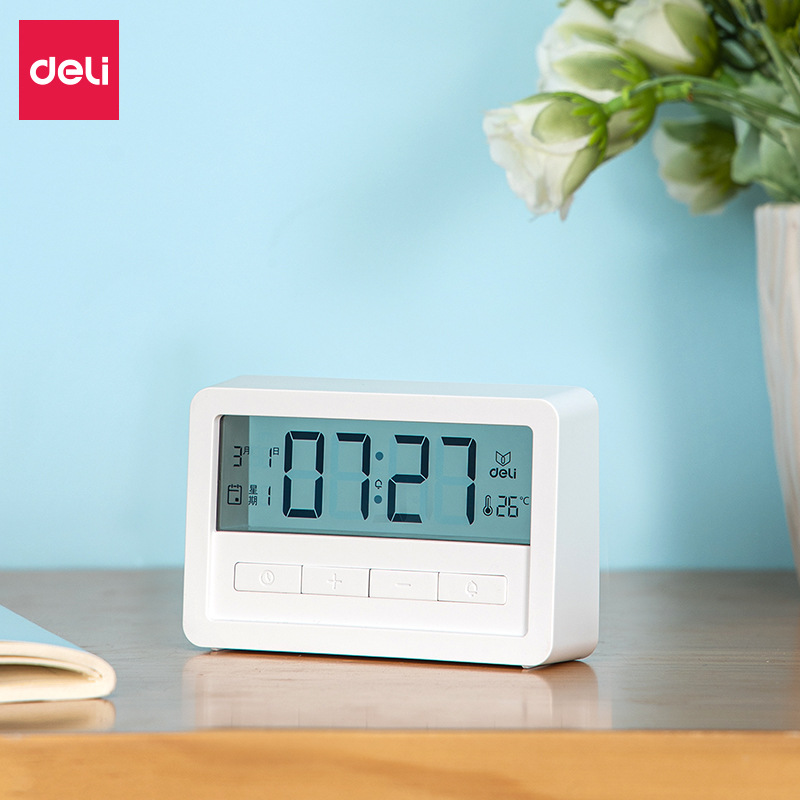 Deli electronic alarm clock 8856 student simple desktop clock wake up strong wake-up electronic clock timer wholesale