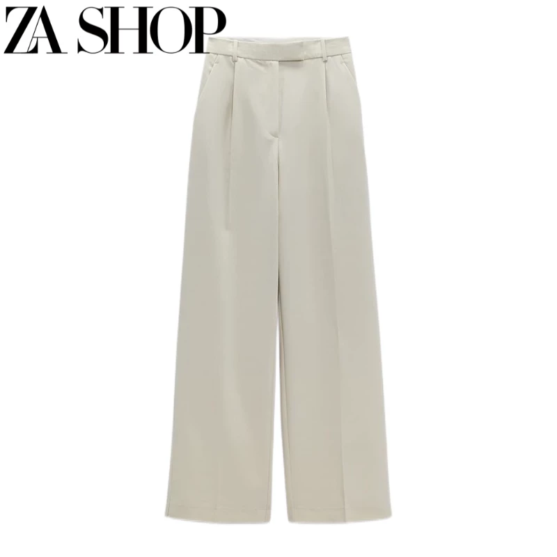 Summer New Women's Pleated Wide-Leg High-Waisted Loose Casual Versatile Long Pants 8372124