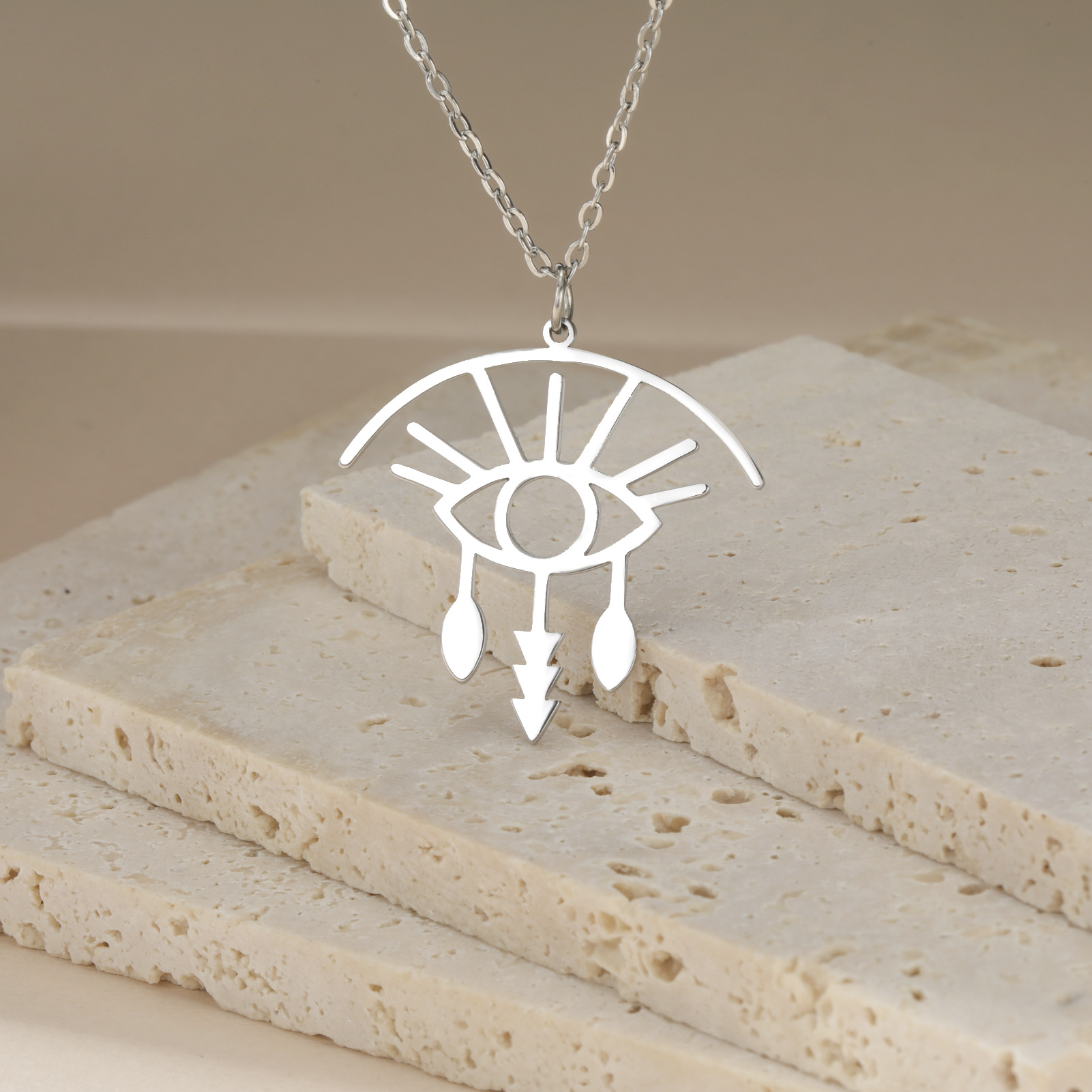 Foreign trade export hot sale evil eye necklace full vision eye ancient Egypt protection amulet stainless steel Jewelry necklace