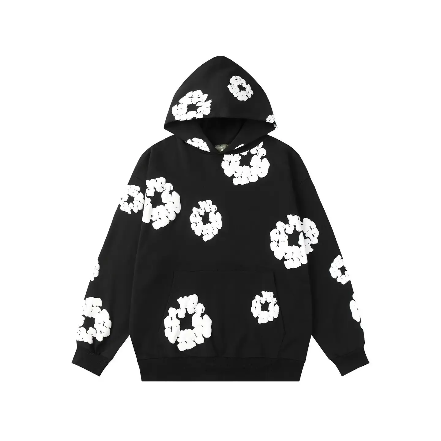 Black Floral Print Hoodie
