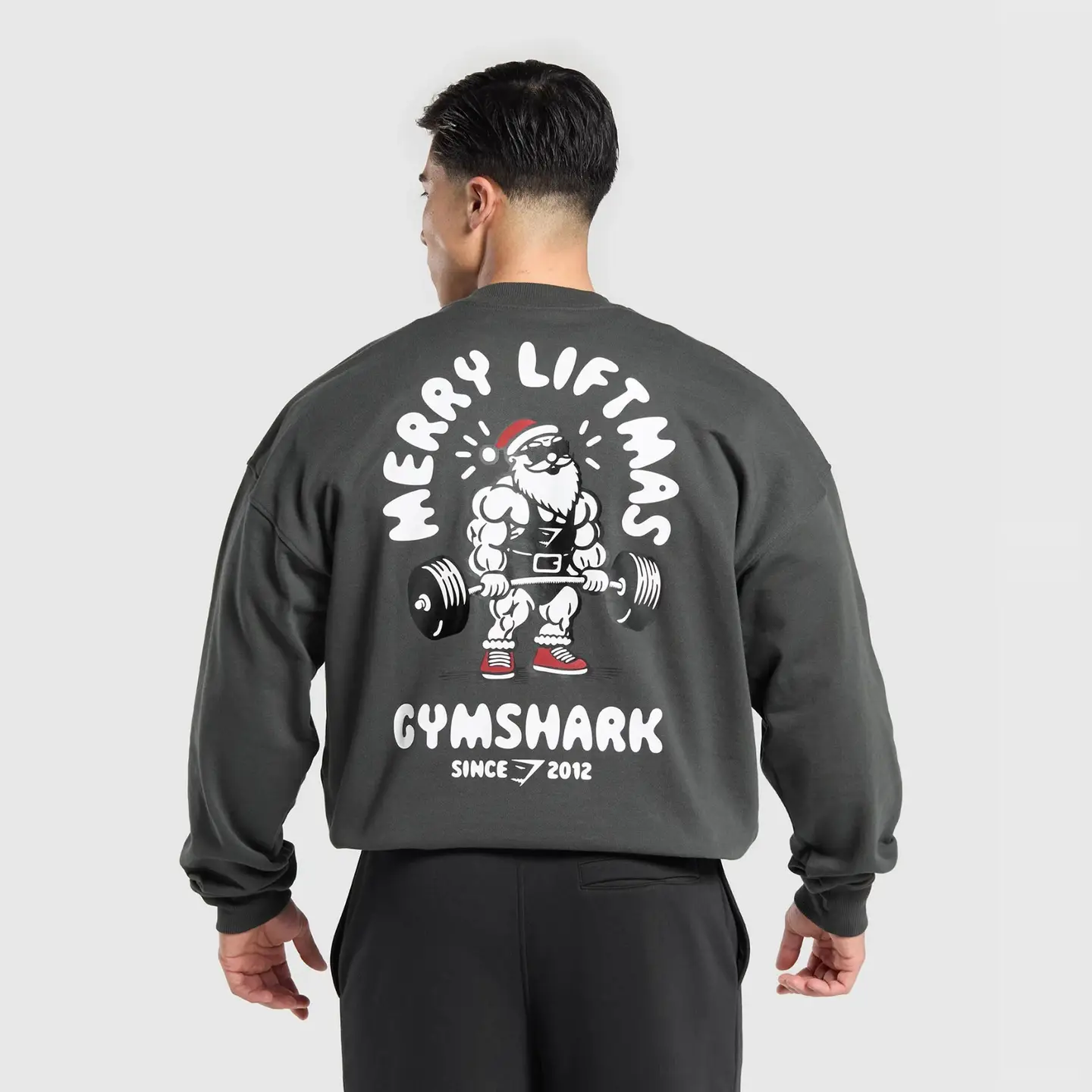 New Year New Shark Gymshark Liftmas Santa Claus Deadlift Sweatshirt Pullover Crew Neck Sports Loose Fit
