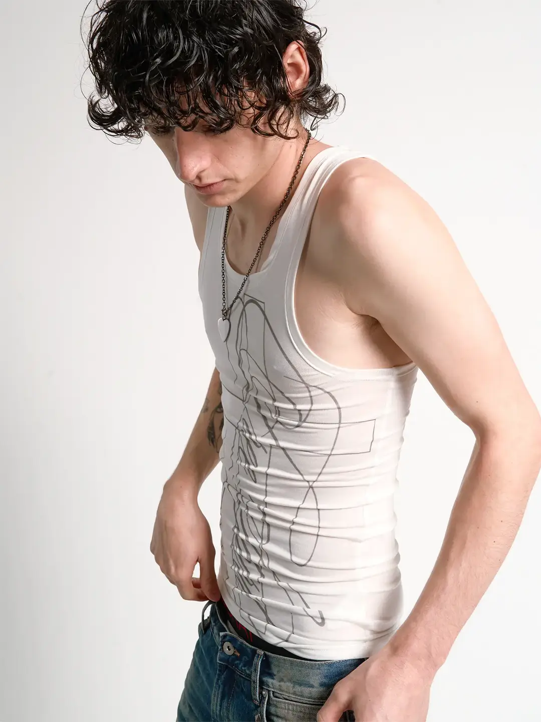 No E Mosen Tank Top White