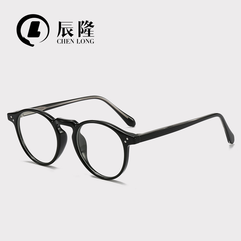 Retro Round Frame Anti-Blue Light Myopia Glasses Men's 2262TR Pin Foot Plain Frame Women's Plain 8629
