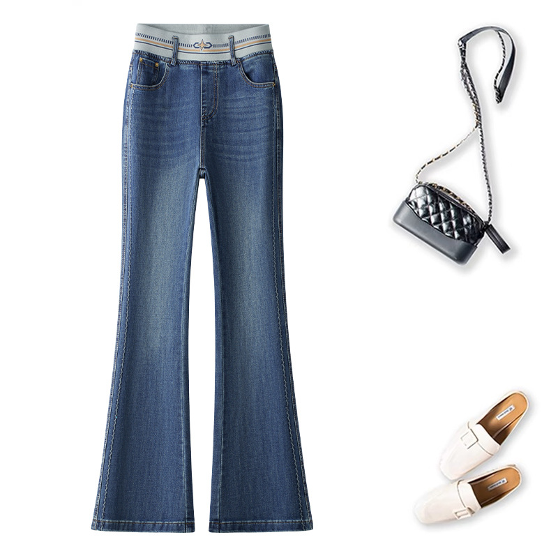 Women's Flared Jeans with Elastic Waist, Slim Fit, Spring/Autumn 2025 New Style