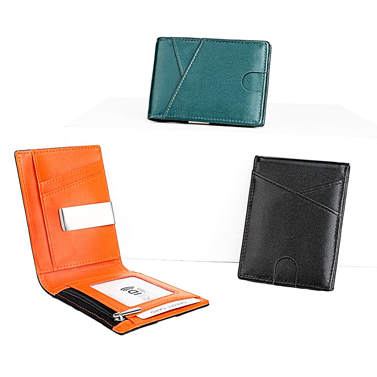 Amazon foreign trade new RFID anti-degaussing leather gold clip front pocket men's and women's wallet a generation of hair