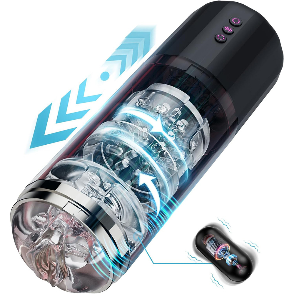 Men's masturbation device rotating retractable electric aircraft Cup penis trainer bump stimulation adult sex products wholesale