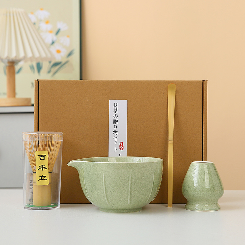Ceramic point tea playing matcha tool suit Japanese matcha bowl tea matcha brush petal type tea stand cross-border