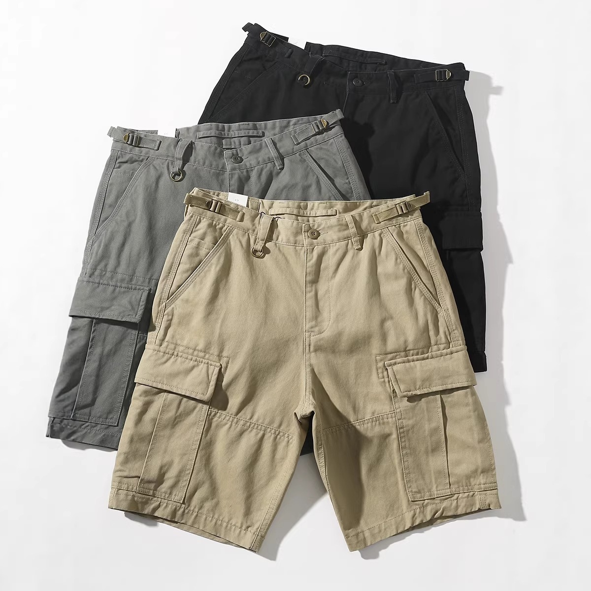Heavy-Duty American Retro Pure Cotton Work Shorts, Summer Mid-Length Pants for Men, Casual Multi-Pocket Five-Point Pants, Tough Guy Pants