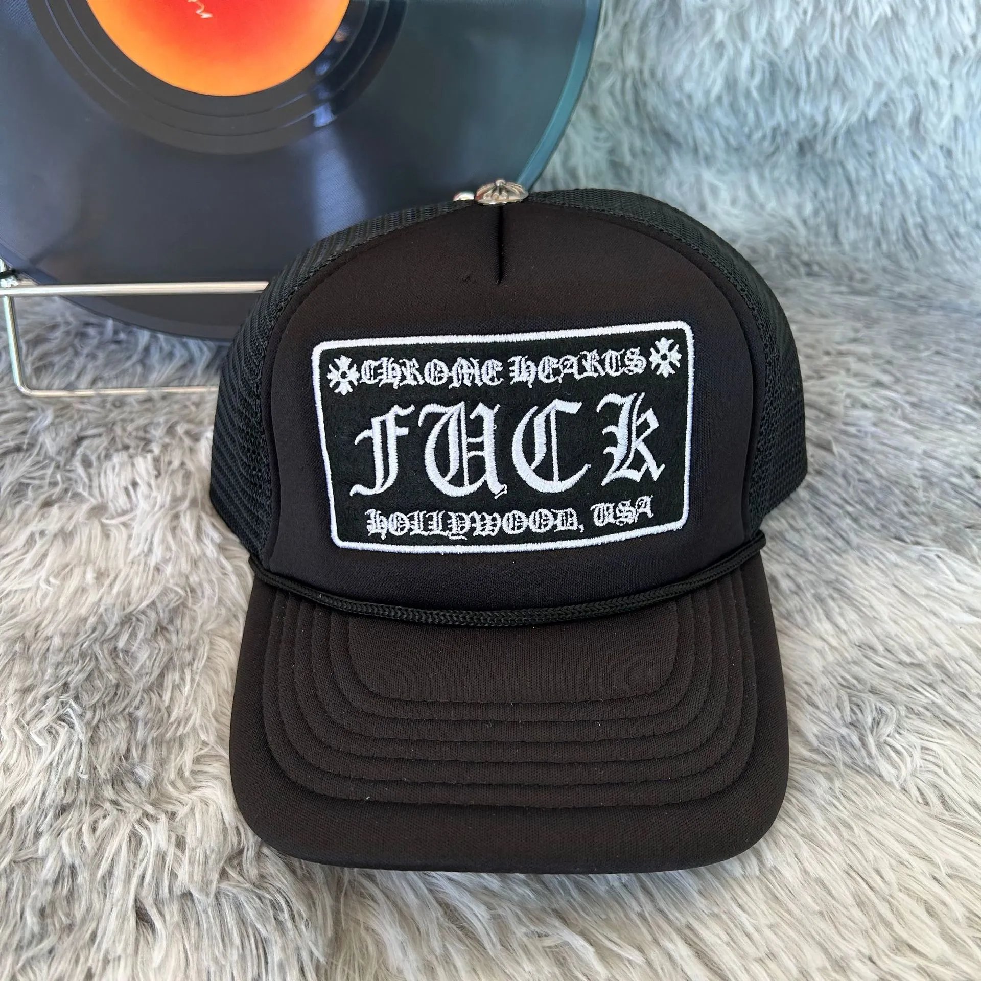 Chrome Hearts FUCK HOLLYWOOD USA Trucker Hat