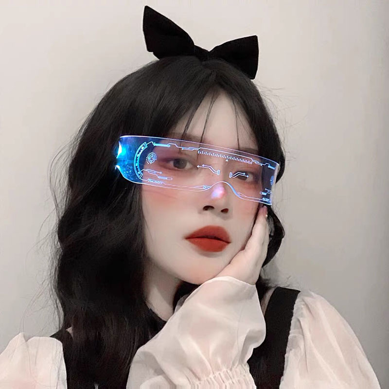 Amazon Led Light Luminous Glasses Trendy Future Technology Sense Douyin Same Style Bar Disco Flash Rechargeable Glasses