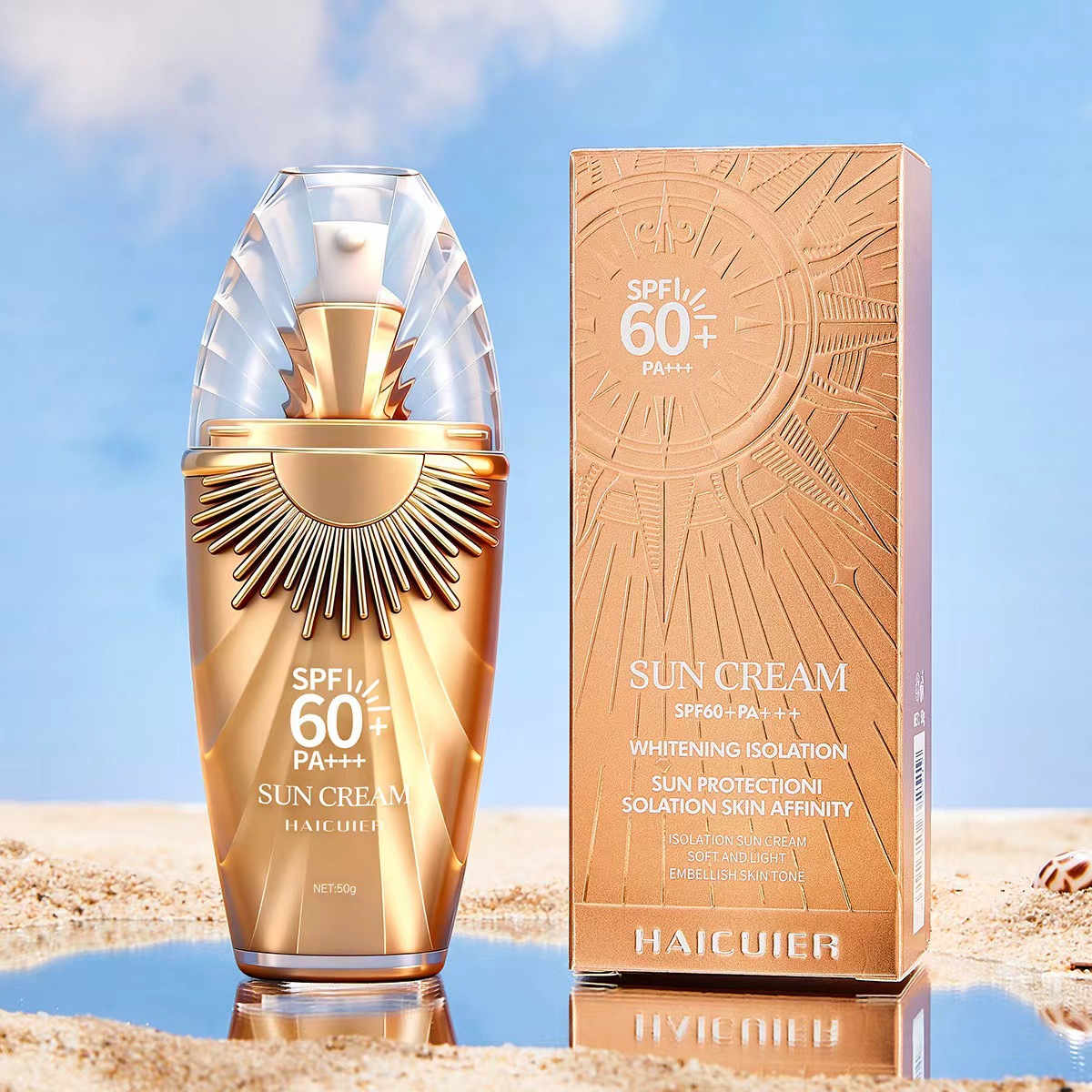 Cross-Border Haicuier Isolation Sunscreen Spf60+Pa+++ Refreshing, Transparent, Non-Greasy, High Protection
