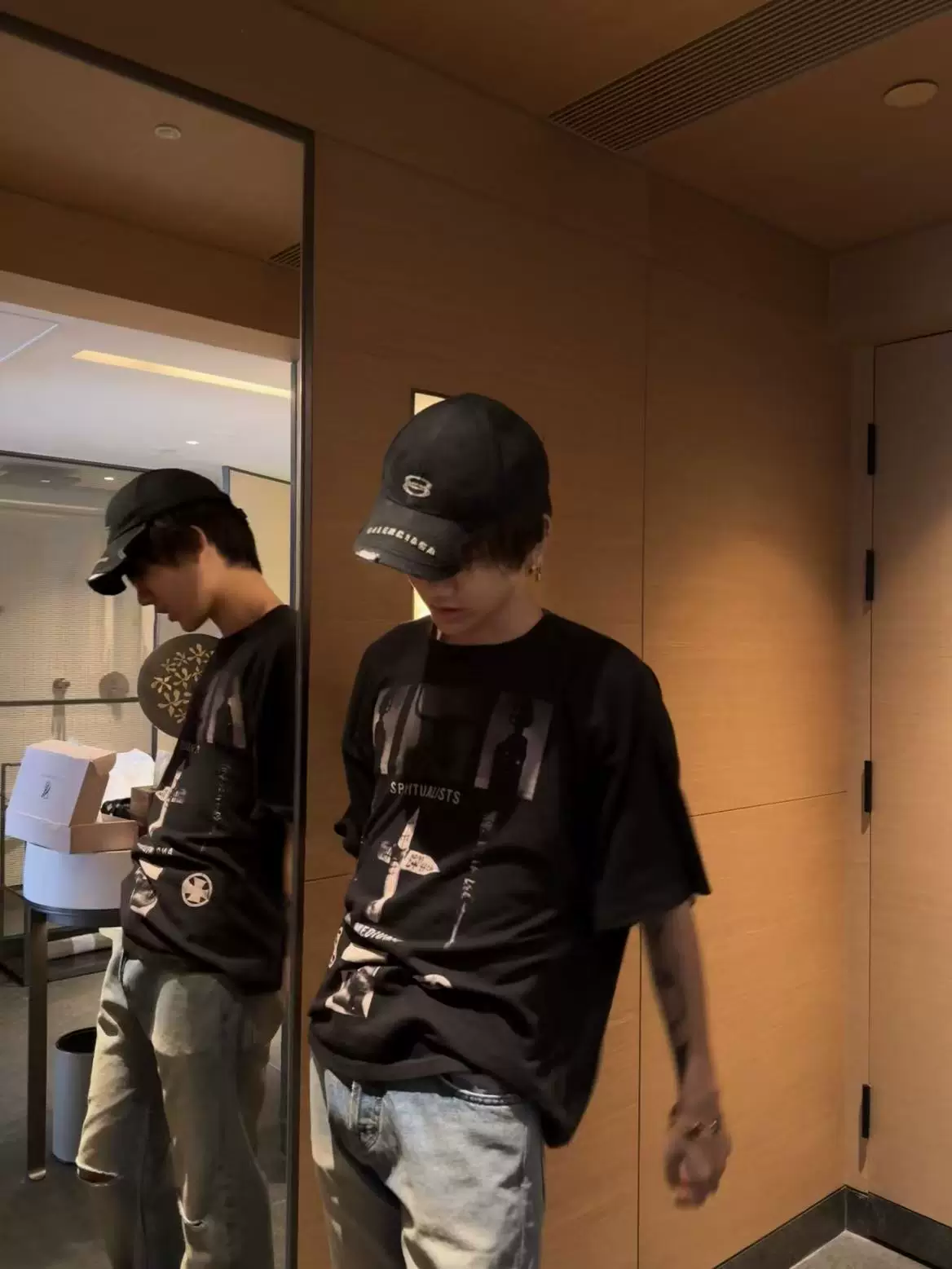 [Same Style as Cai Xukun] Erd26Ss "Desperate Medium and Psychic Communicator" Washed Portrait T-Shirt Short Sleeve QC-foto van TAOBAO op Qualit.ly