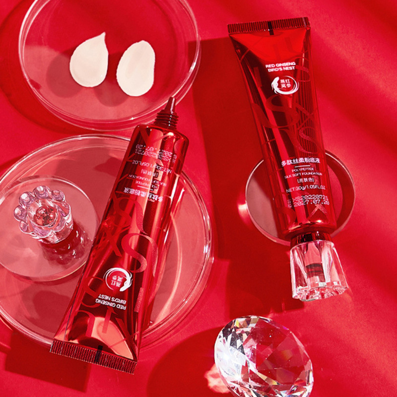 Xiuse Red Ginseng Bird's Nest Polypeptide Silky Soft Liquid Foundation Delicate Domestic Isolation Concealer Oil Control Bb Cream Skin Care Wholesale