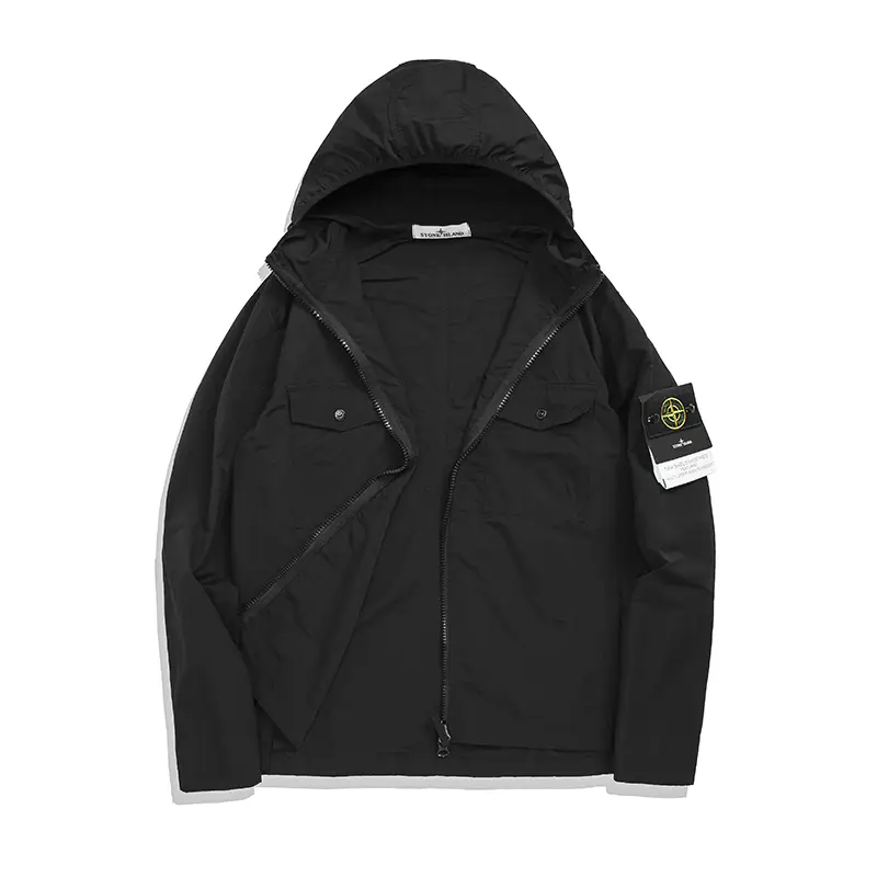 Stone Spring and Autumn New Trendy Versatile Men's Casual Hooded Jacket Pure Cotton Workwear Top Ins Trend Island