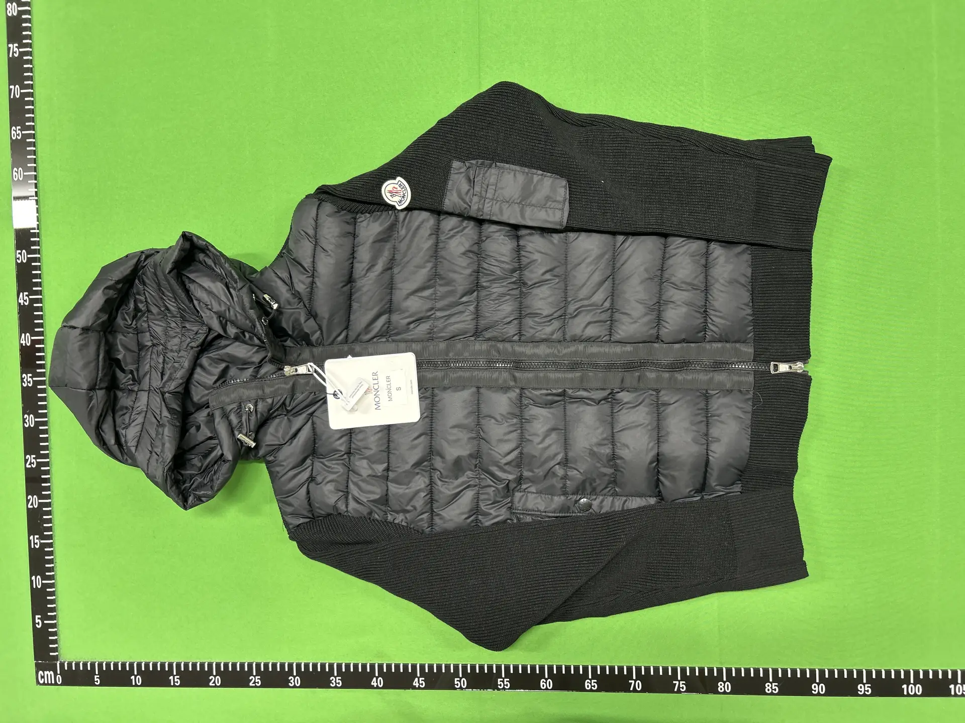 Moncler Black Puffer Jacket with Knit Sleeves