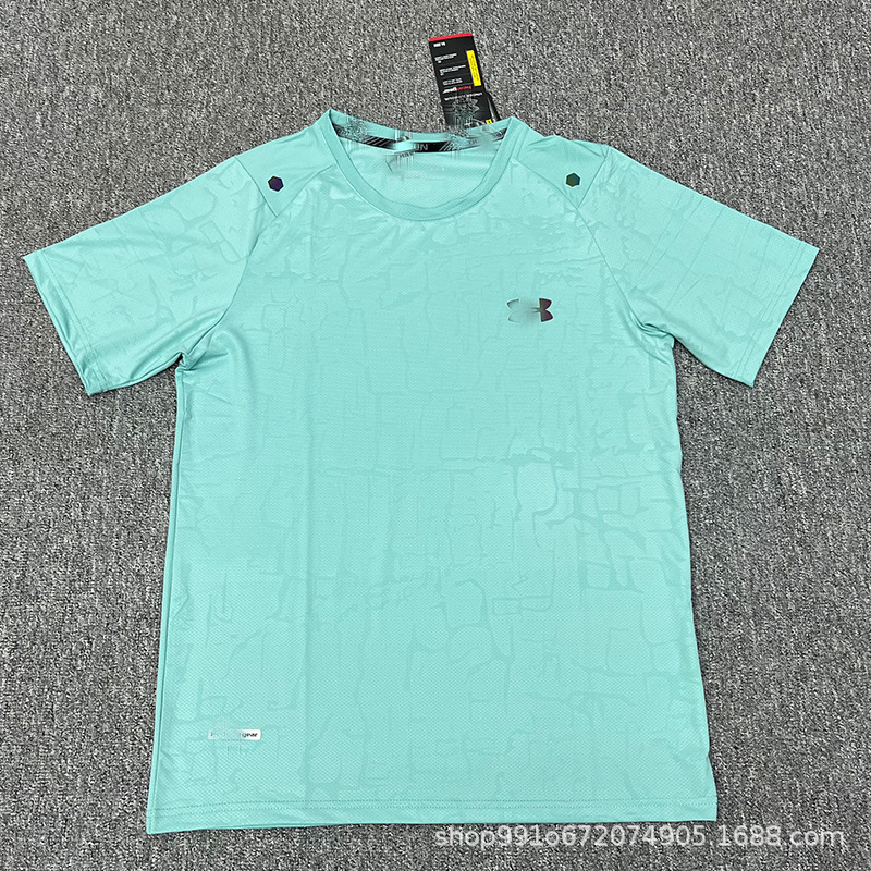 Foreign Trade In-Stock Ice Silk Quick-Dry Sports Short-Sleeve T-Shirt for Men, Summer Breathable Loose Fitness Crew Neck Top for Outdoor Activities