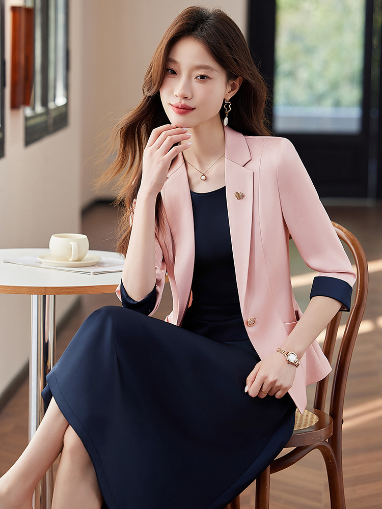 Little Man Suit Coat Women's 2025 New Spring and Summer Elegant High-end Acetic Acid Satin dress Suit suit