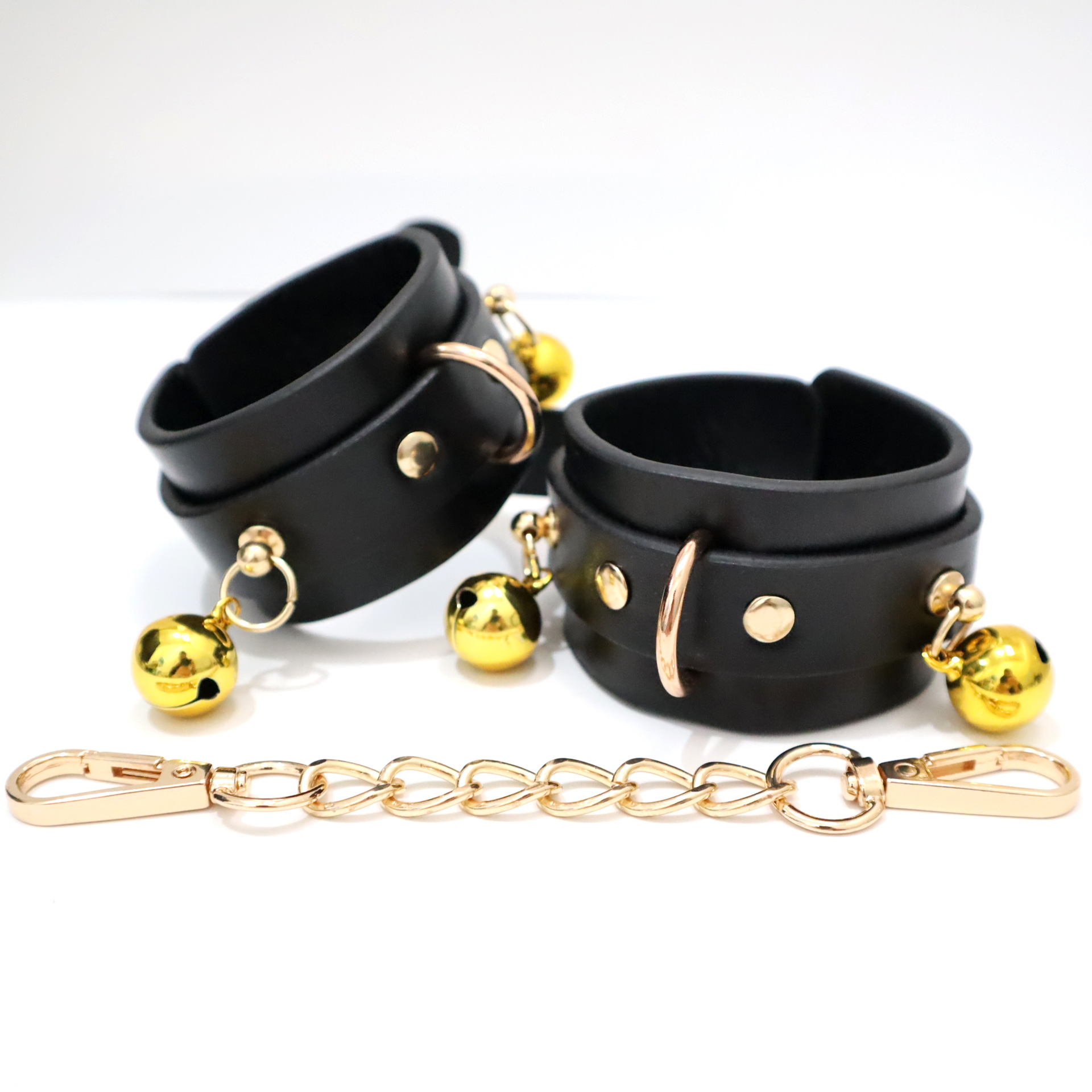 bdsm binding props fun handcuffs pu leather with bell handcuffs husband and wife restraint training sex products substitute hair