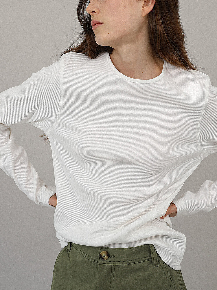 Crewneck Long-sleeved T-shirt Spring New Women's Thread Texture Sense Inner Wearing Outer Wearing Niche Basic T-shirt Top for Women