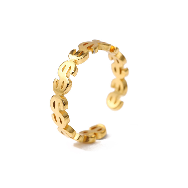 Trendy Jewelry Hot Selling Laser Cutting Hollow Creative US Dollar Titanium Steel Ring Coin Fortune Gathering Nafu Ring