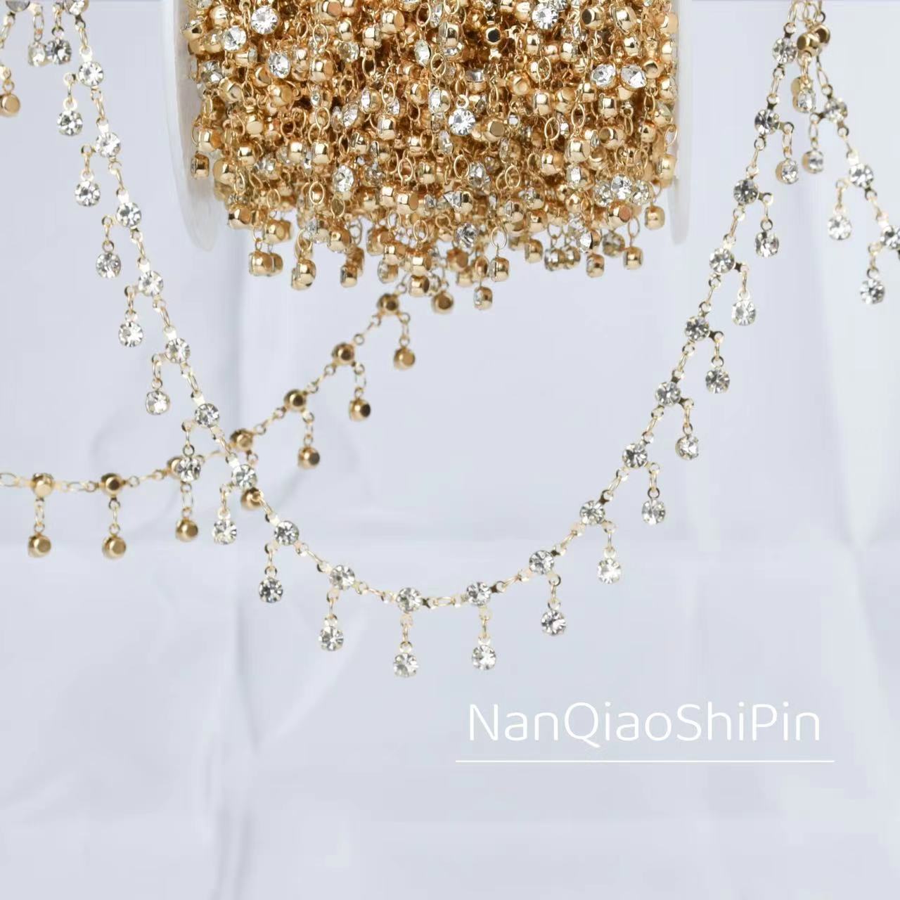 Chain diy exotic Dunhuang three-pronged diamond chain antique jewelry materials hand-made forehead chain waist chain Lolita accessories