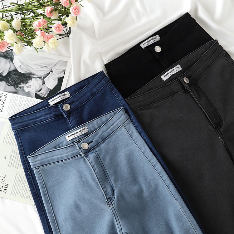 genuine goods New European and American Stretch Retro High Waist Slim-fit Slim-fit Skinny Jeans Pants Cropped Thin Women's Pants