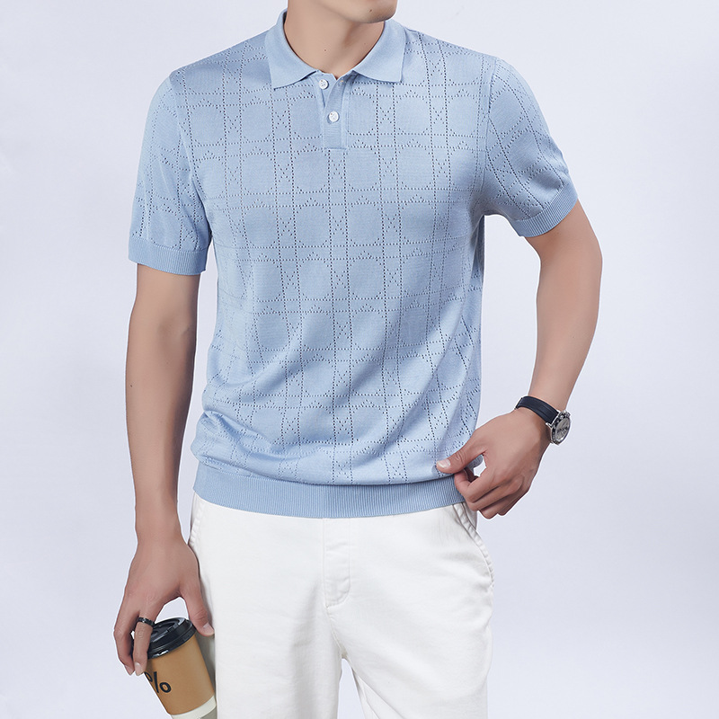 Men's Short-Sleeved T-Shirt Summer New Style Old Money Style Casual Polo Shirt Men's Lapel Half-Sleeved T-Shirt Men's Clothing