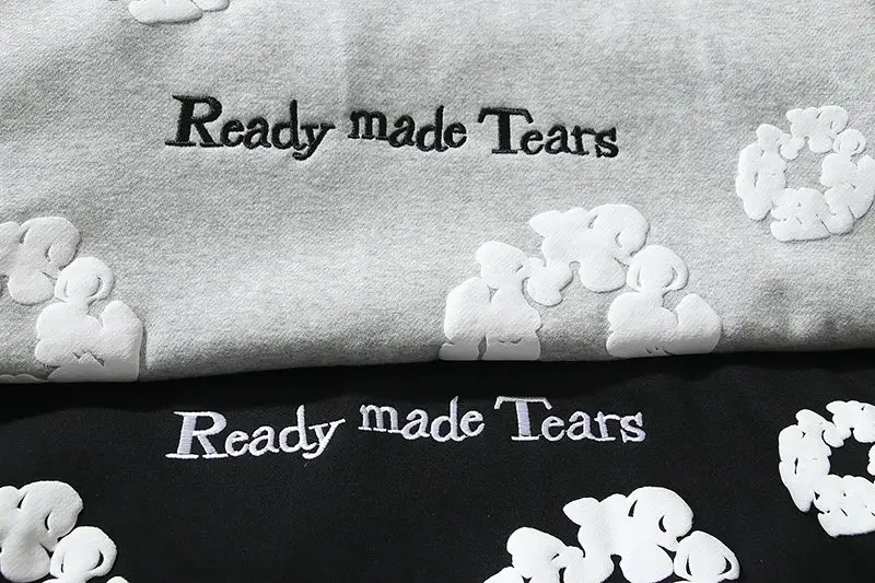 2024 American High Street Style Foam Kapok Embroidery with English Letter Graffiti Hooded Sweatshirt for Men and Women Couples Jacket