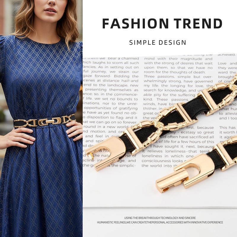 European and American Style Metal Chain Waist Chain for Women, Metal Buckle Decorative Belt to Pair with Dresses, Suits, and Elegant Pants