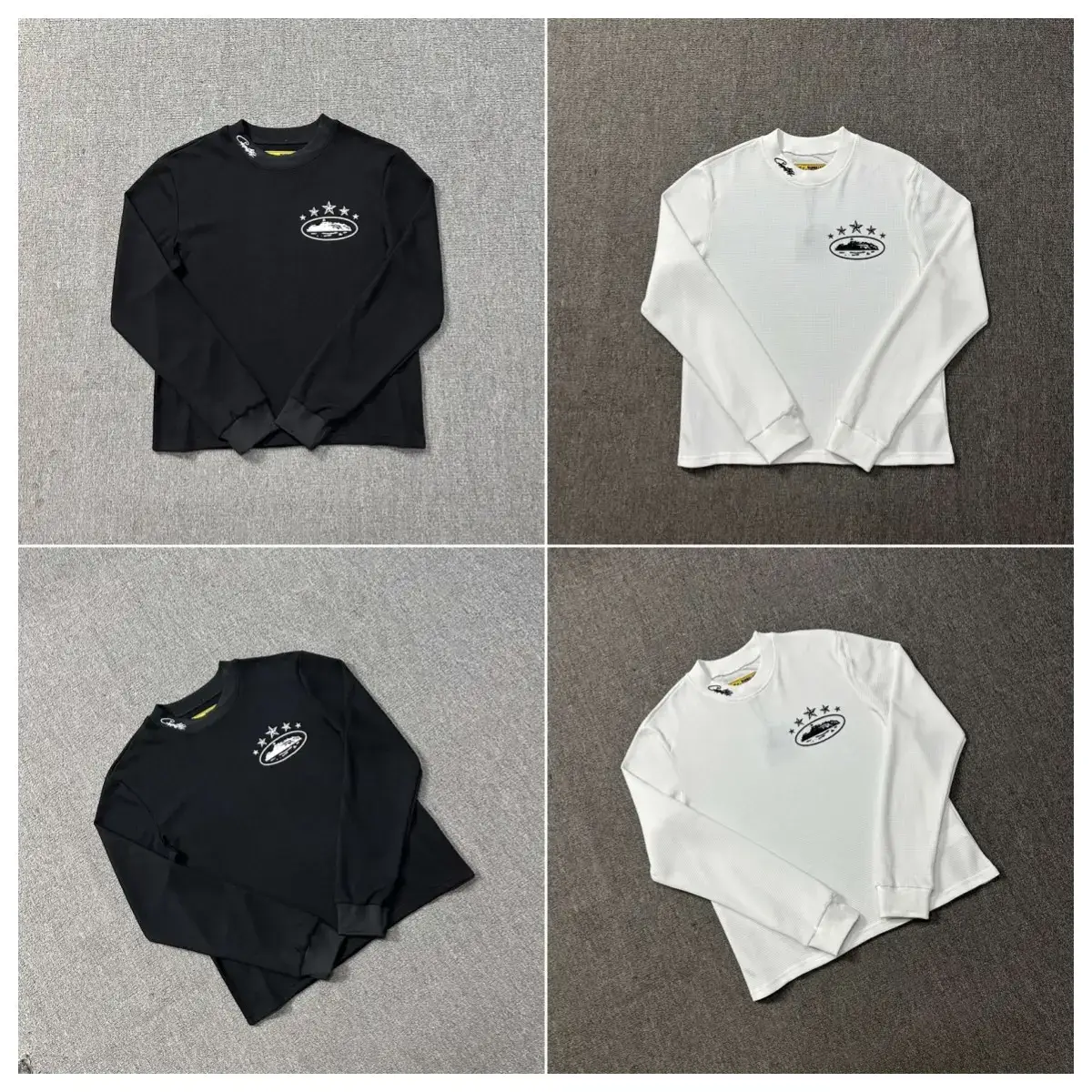 Corteiz Alcatraz Island Print Embroidered Logo Beautiful Trendy Loose Casual Men and Women Couple Waffle Long Sleeve T-Shirt
