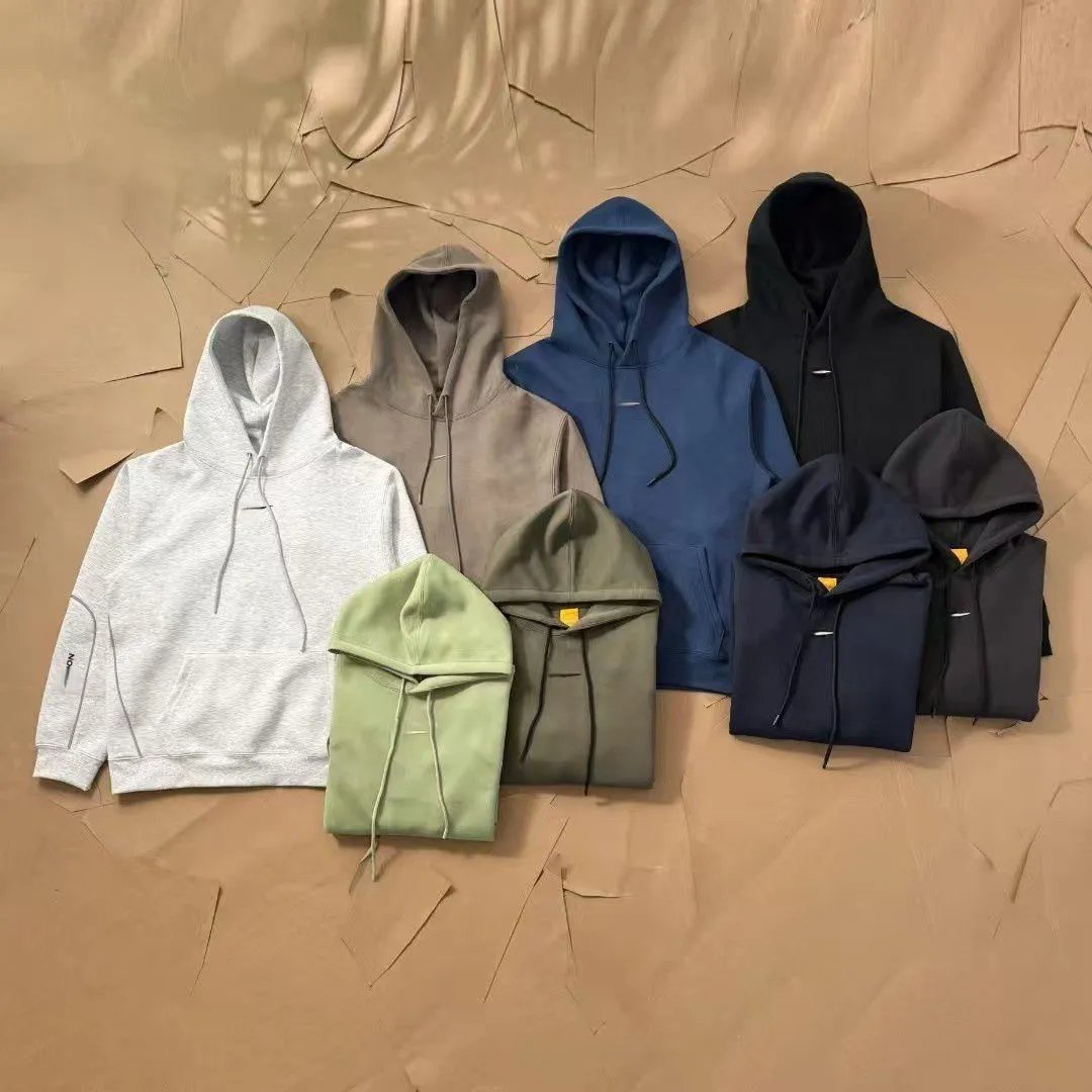 Loose-fitting, solid color, reflective, unisex casual long-sleeved hooded top
