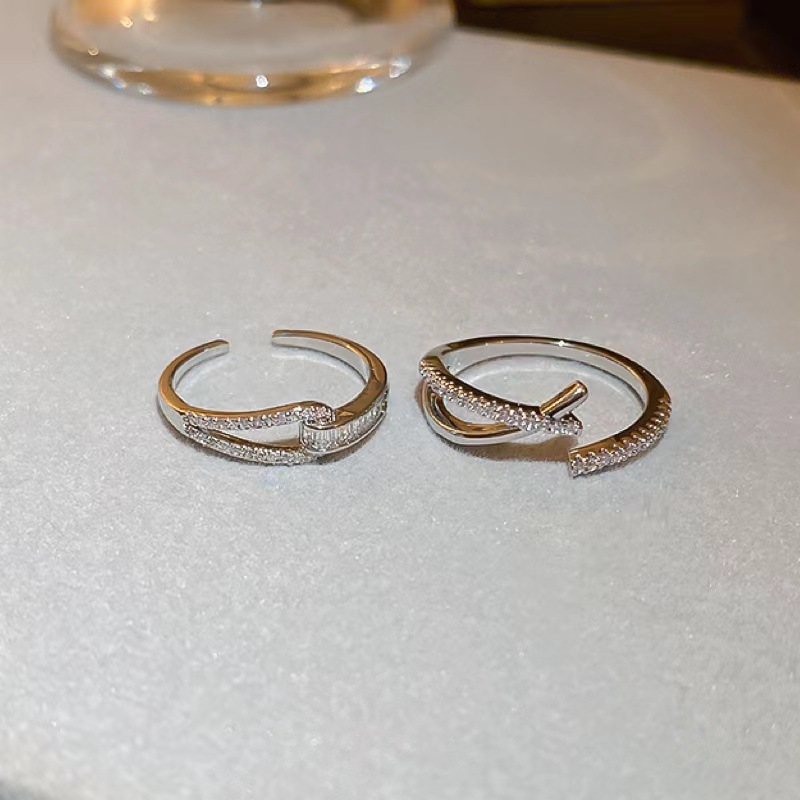South Korea new zircon cross open ring ins cold style elegant index finger ring Fashion Light luxury bracelet wholesale