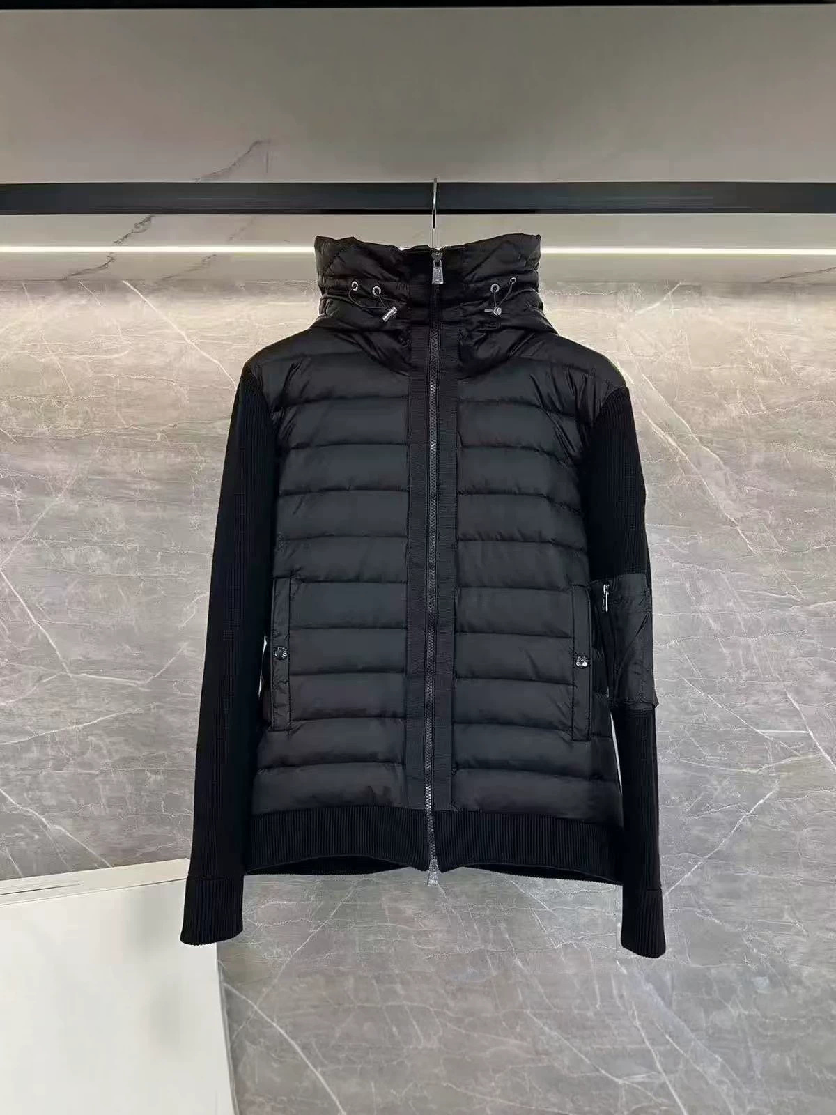 Cross-Border Mengjia Knitted Patchwork down Jacket 163 Models Lightweight Cardigan Padded Corduroy down Vest Foto QC de 1688 na Qualit.ly