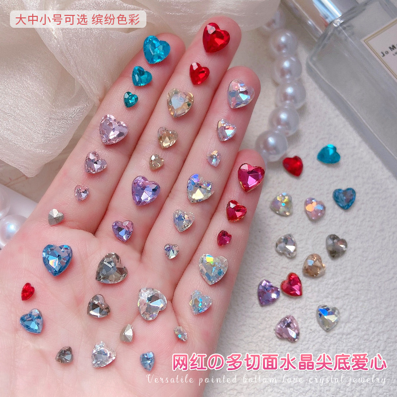 Flash Love Manicure Diamond Manicure Magic Color Mini Pointed Diamond Accessories Nail Diamond Wear Diy Accessories Pink Diamond