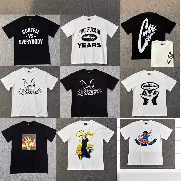 2025 New Alcatraz Eye Letter Print American High Street Hip-Hop Casual Personalized Short-Sleeved T-Shirt Trendy 260g