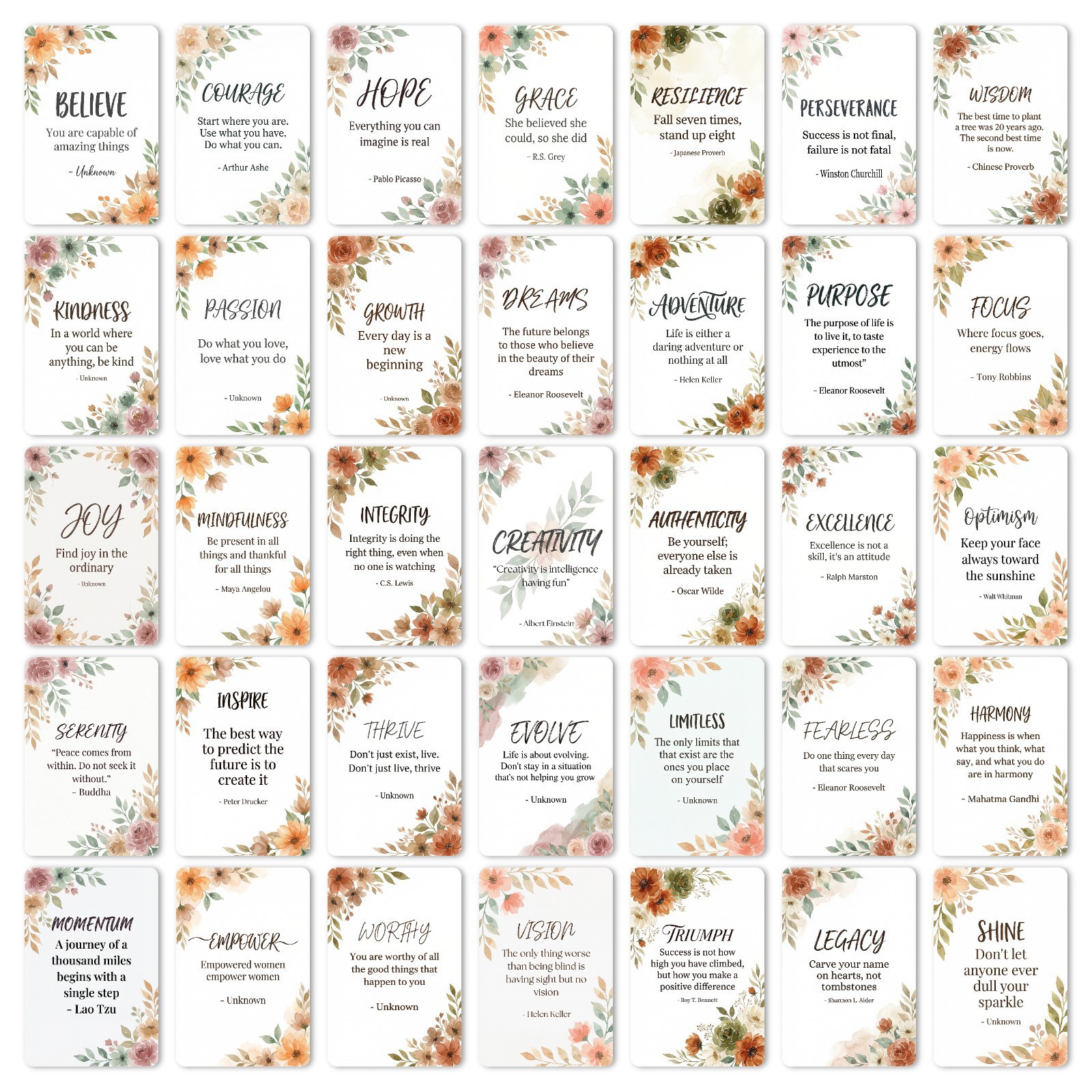 Cross-Border 36-Piece Set of English Motivational Greeting Cards with Inspirational Quotes, Gift Decoration, Blessing Messages, Wholesale Greeting Cards
