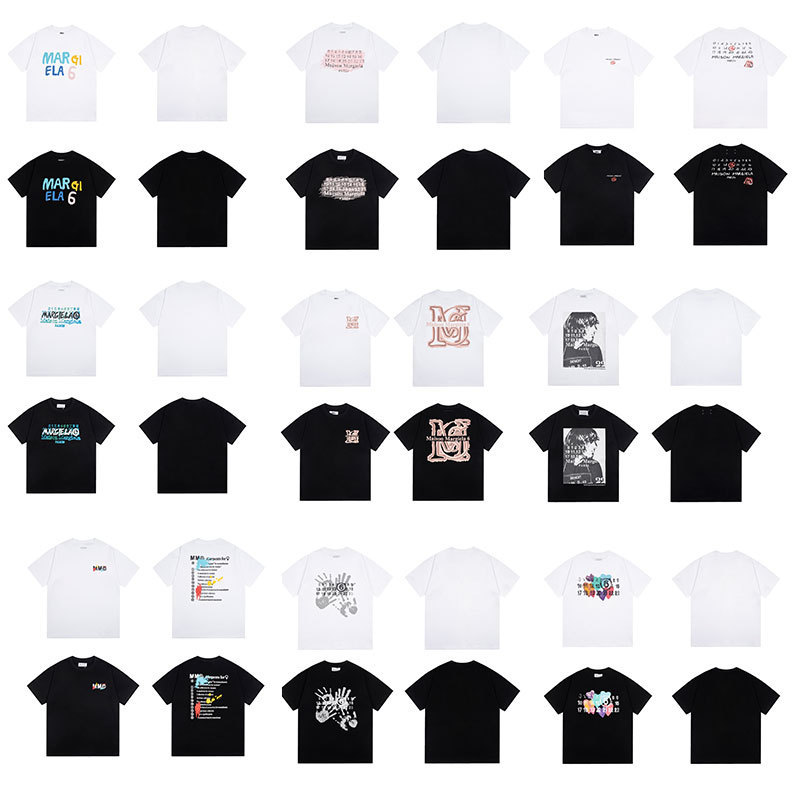 Margiela Style T-Shirt Margiela Style Short-Sleeved Men's and Women's Loose Mm6 Asymmetrical Four-Corner Logo Heavy Short t