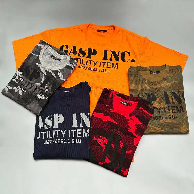 Loose Half-Sleeve Cotton T-Shirt for Men, Summer American-Style Crew Neck Sports Shirt, Camouflage Half-Sleeve Gasp Guishipu Giant