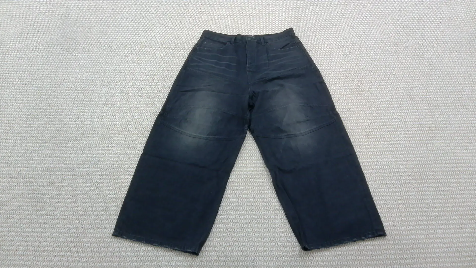 {Carti Same Style}25Fw Waxed Black and Gray Baggy Armor Jeans