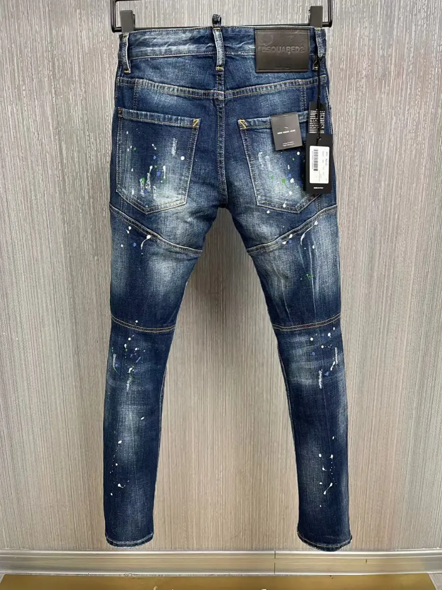 Dsquared2 jeans 2024 new broken holes trend brand quadratic d2 men's Slim small leg pants direct sales