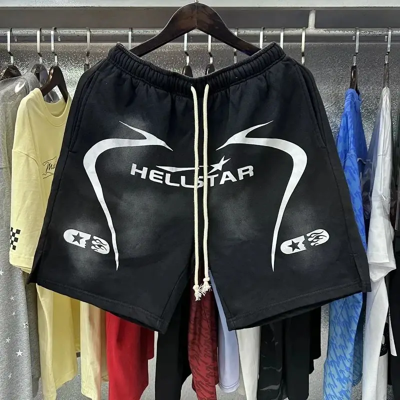 H*e*ll*s*t*a*r*地狱之星美式复古洗水做旧T恤男女短裤