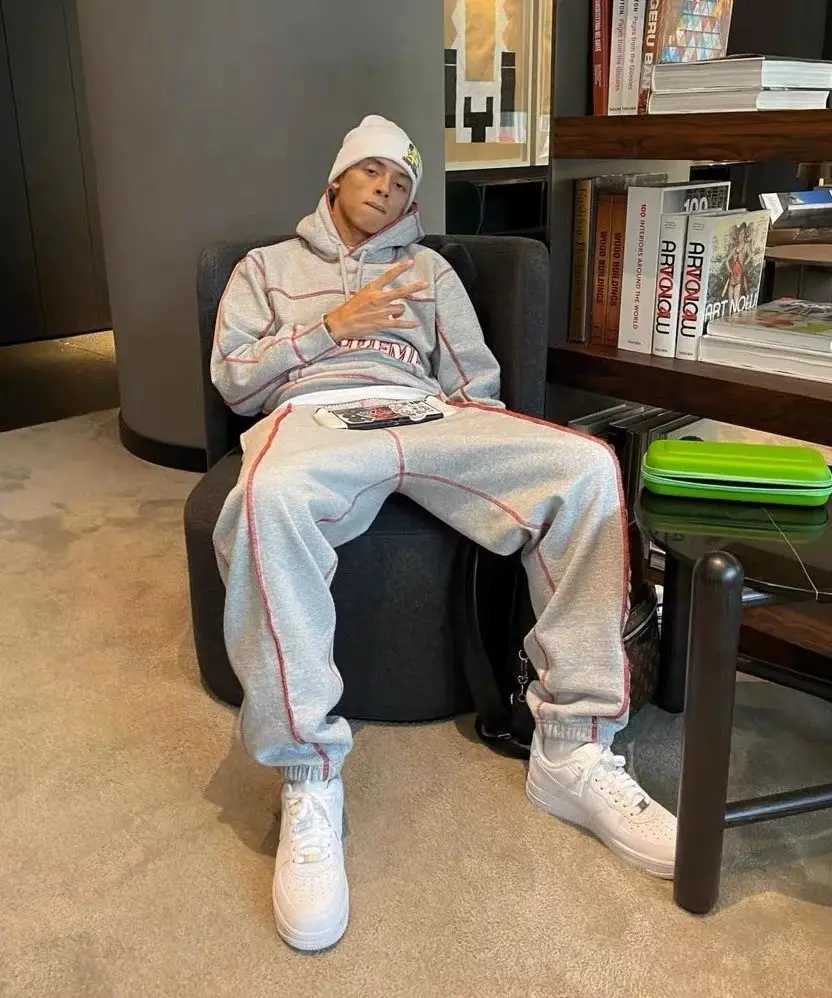 Centralceedrillcoverstitchtracksuit缝线外露设计纯棉套装